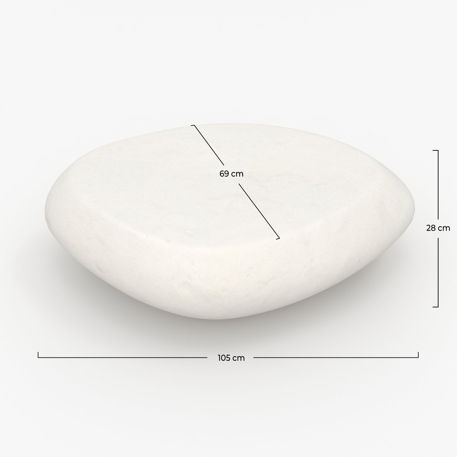 tavolino in cemento maui 105cm bianco ovale