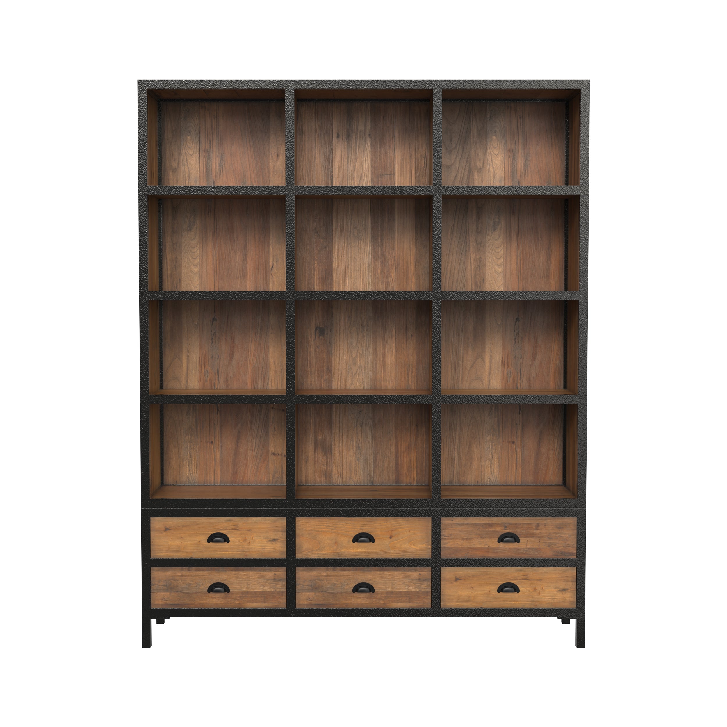 bibliotheque en metal et cedre recycle shelby