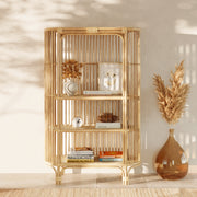 biblioteca Marthe in rattan e legno