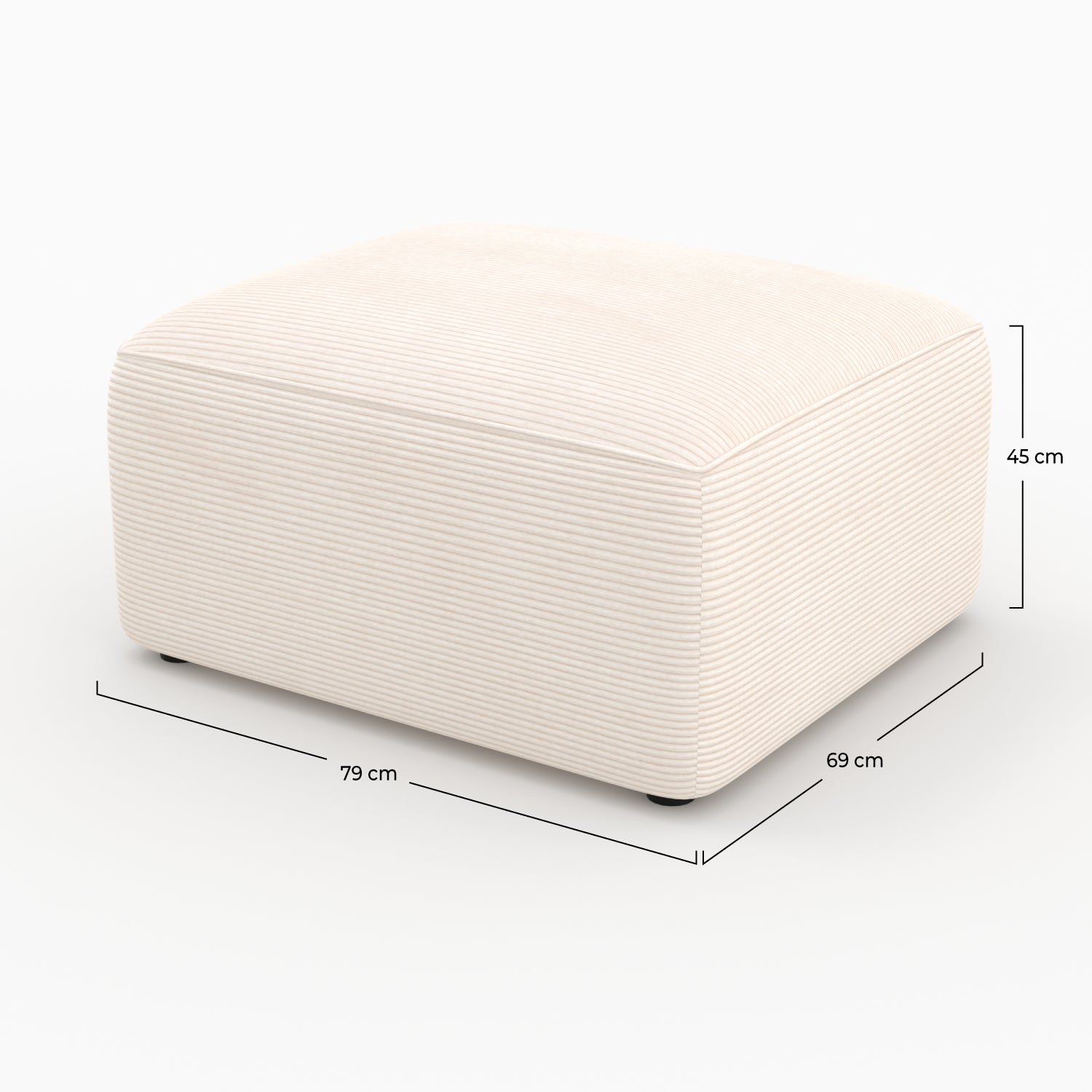 Blanc cassé pouf rectangulaire velours Mina canapé modulable