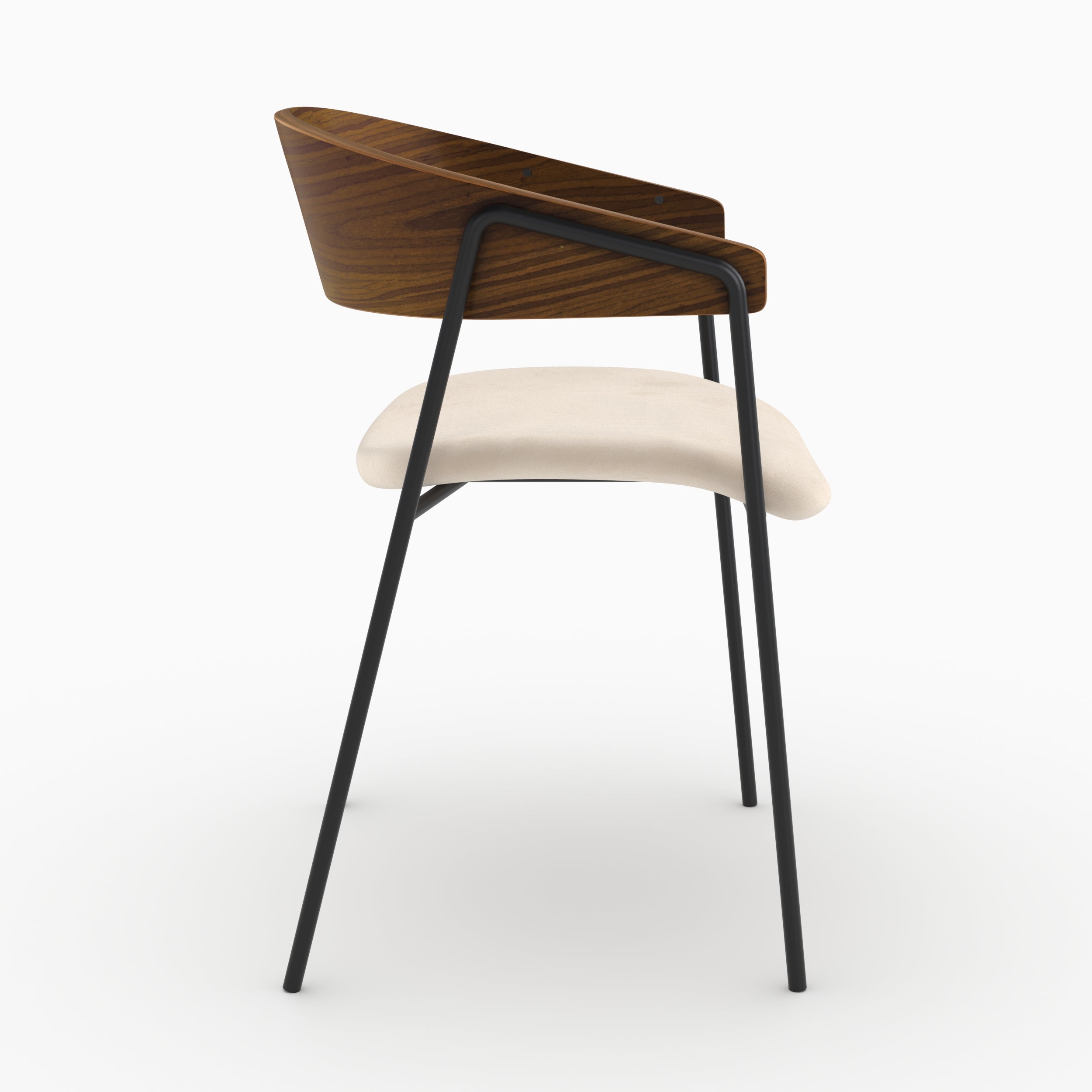 Blanc cassé velours chaises Esmée noyer lot 2