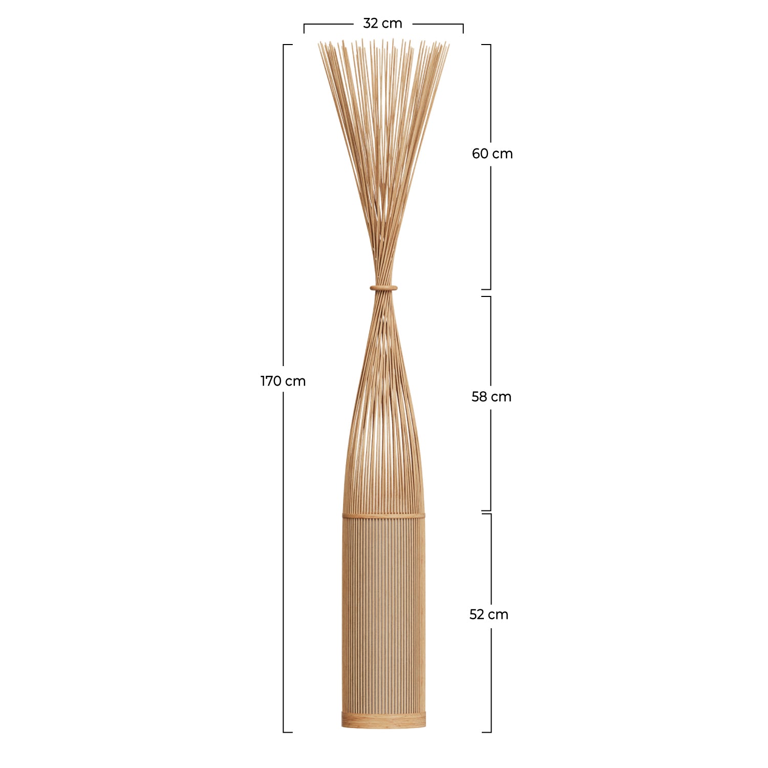 lampada da terra bohemien in bambù naturale huron rdv deco