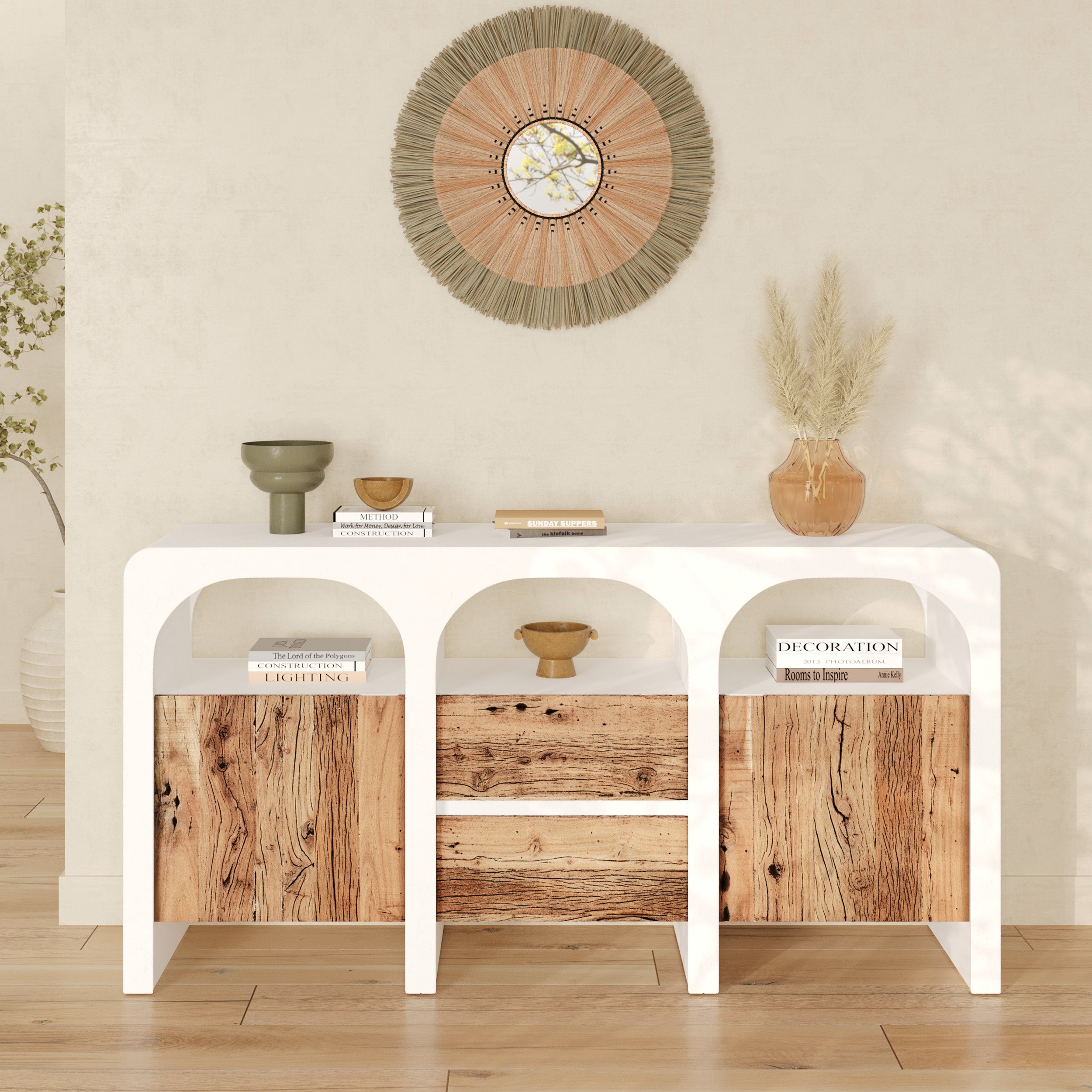 Buffet blanc cassé et bois Fira