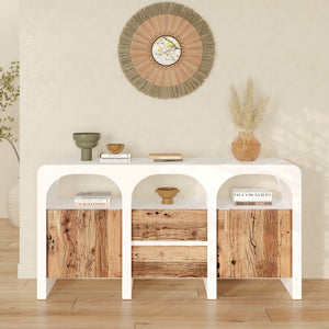 Buffet blanc cassé et bois Fira