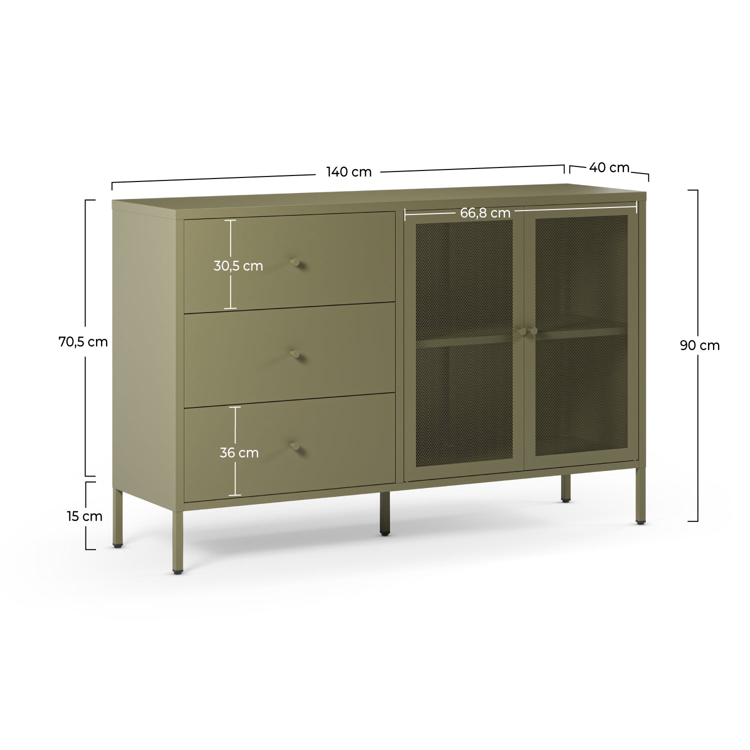 Buffet design métal vert Latem