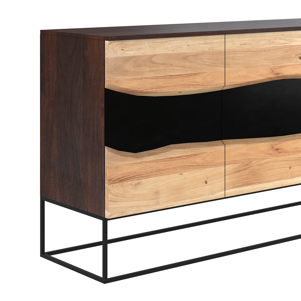 buffet en bois d accacia et metal alabama