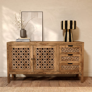 buffet en bois de manguier jaya ajoure rdv deco rangements