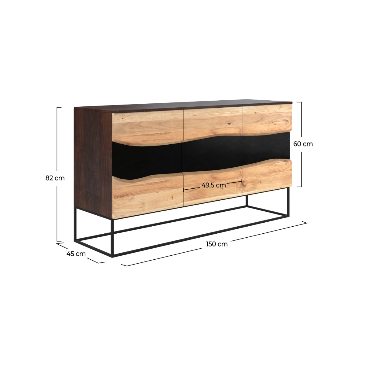 buffet en bois et metal alabama