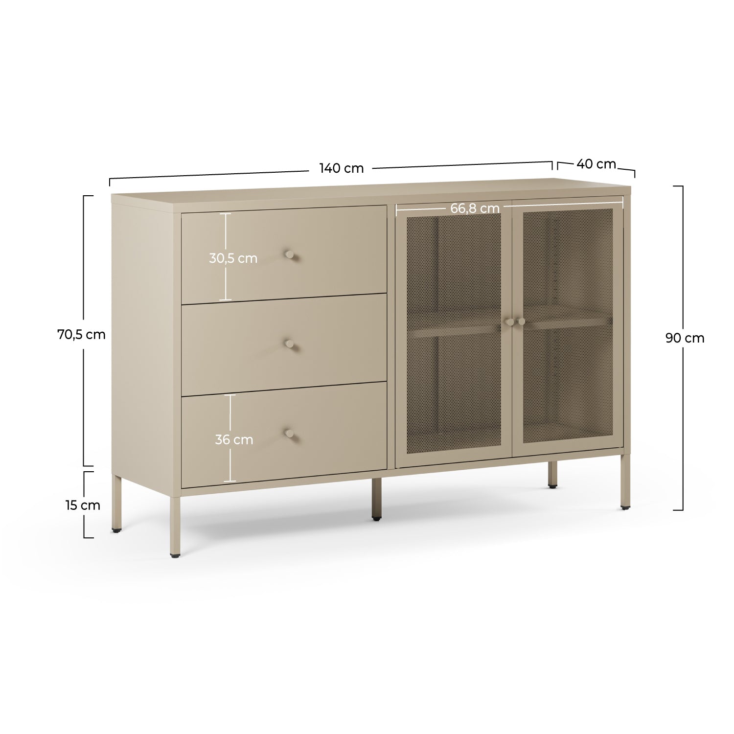 Buffet Latem contemporain métal sable beige