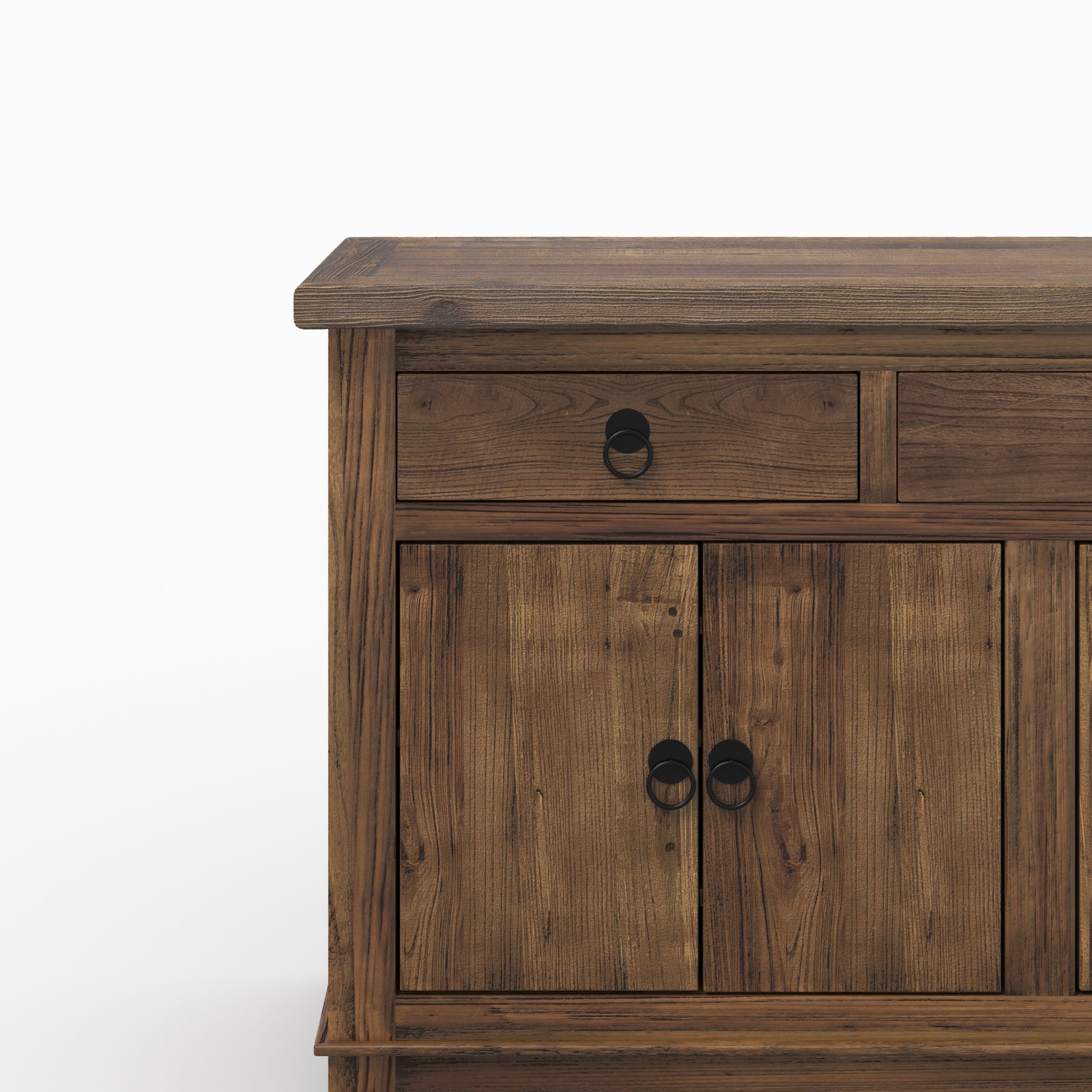 Buffet rangement bois mastic 3 portes 4 tiroirs