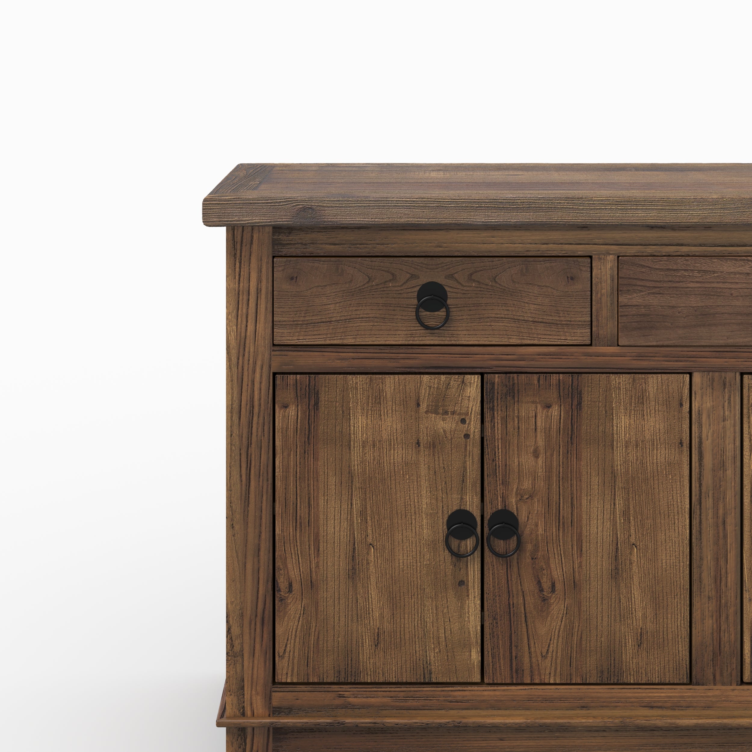 Buffet rangement bois mastic 3 portes 4 tiroirs