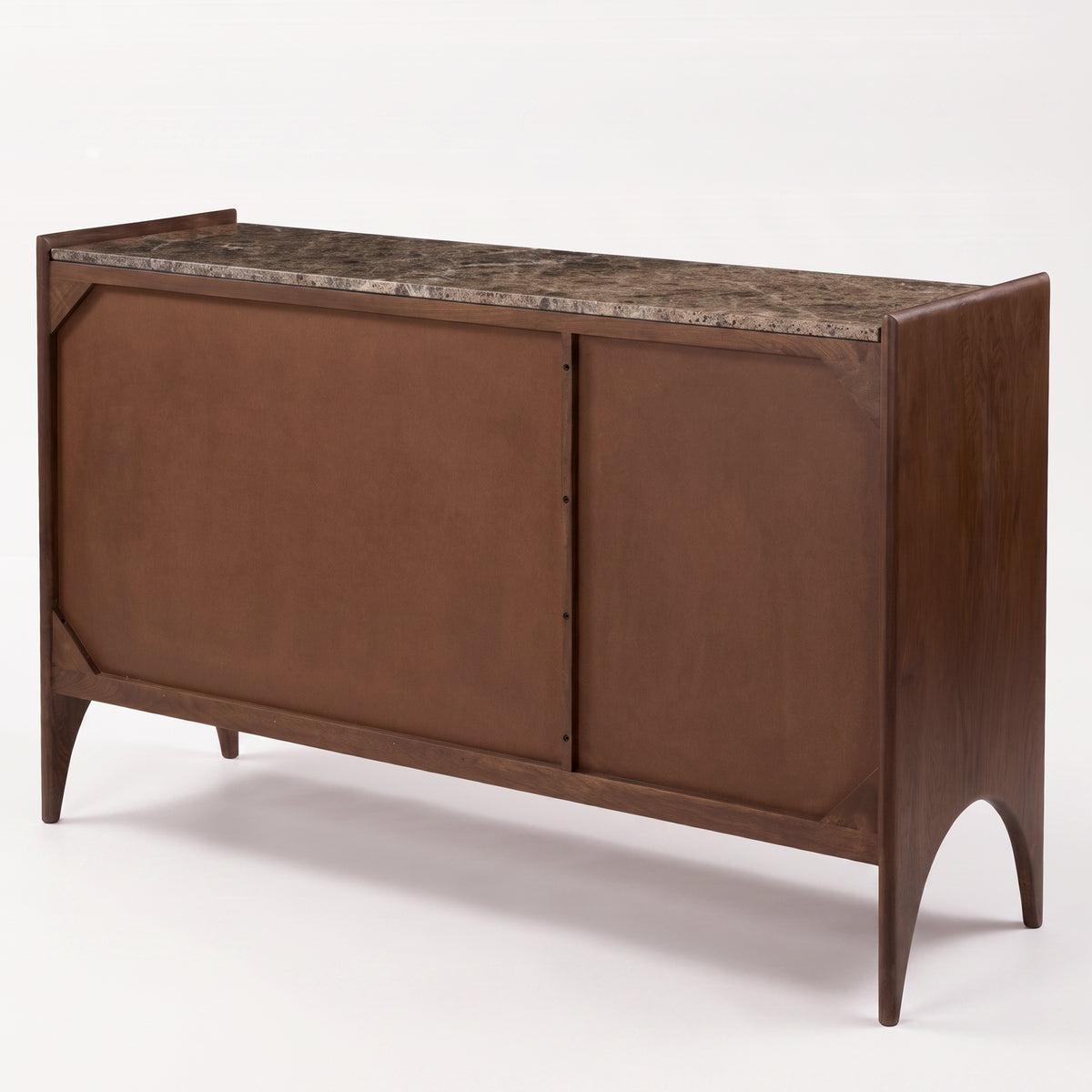 Buffet Sandro en bois de manguier et plateau en marbre, vue arrière - Maison Pavane