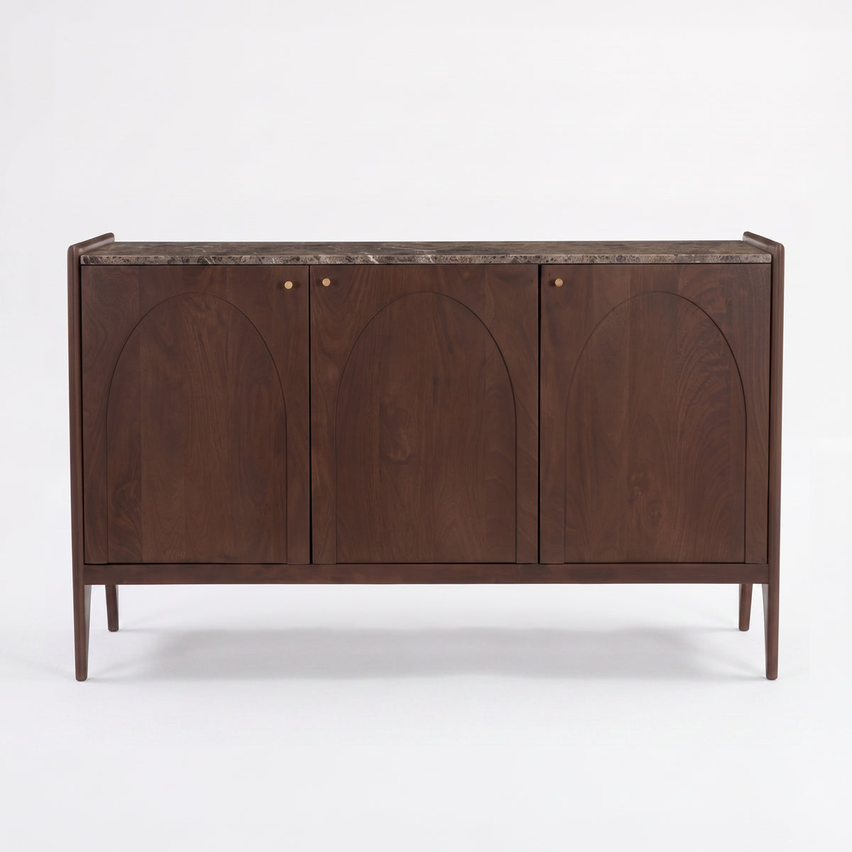 Buffet Sandro en bois de manguier et plateau en marbre, vue de face - Maison Pavane