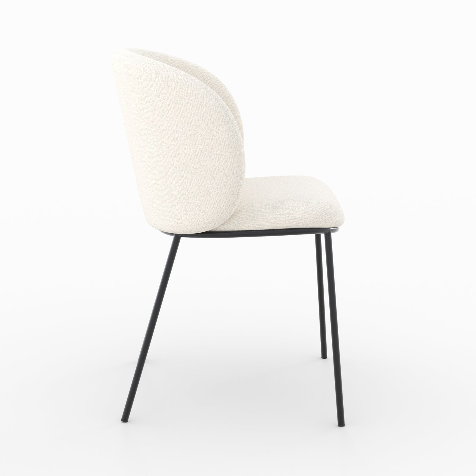 Bulle chaise blanc tissu doux pieds métal noir vue côté