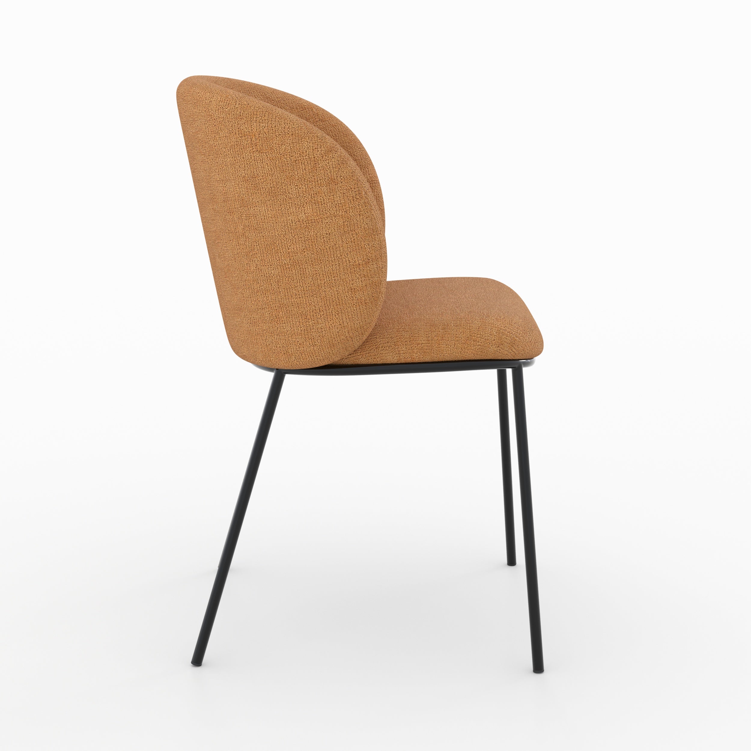 Bulle chaise jaune moutarde tissu pieds métal noir vue côté