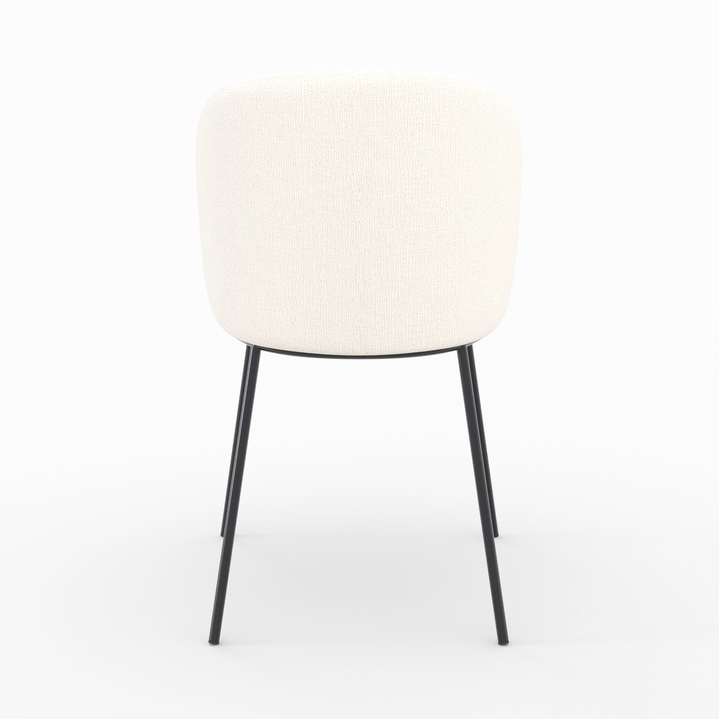 Bulle chaise tissu doux blanc pieds métal noir vue arrière