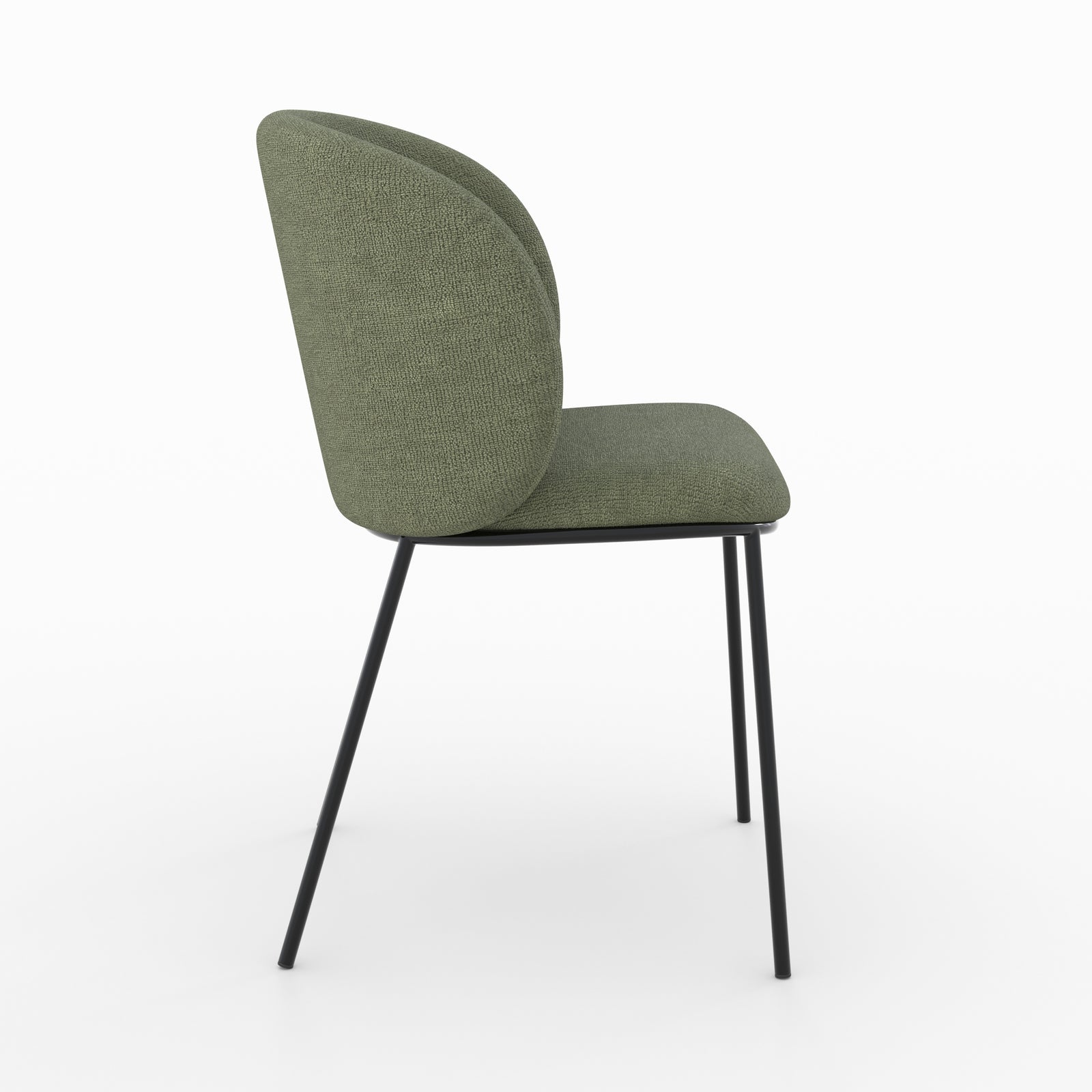 Bulle chaise vert kaki tissu pieds métal noir vue côté