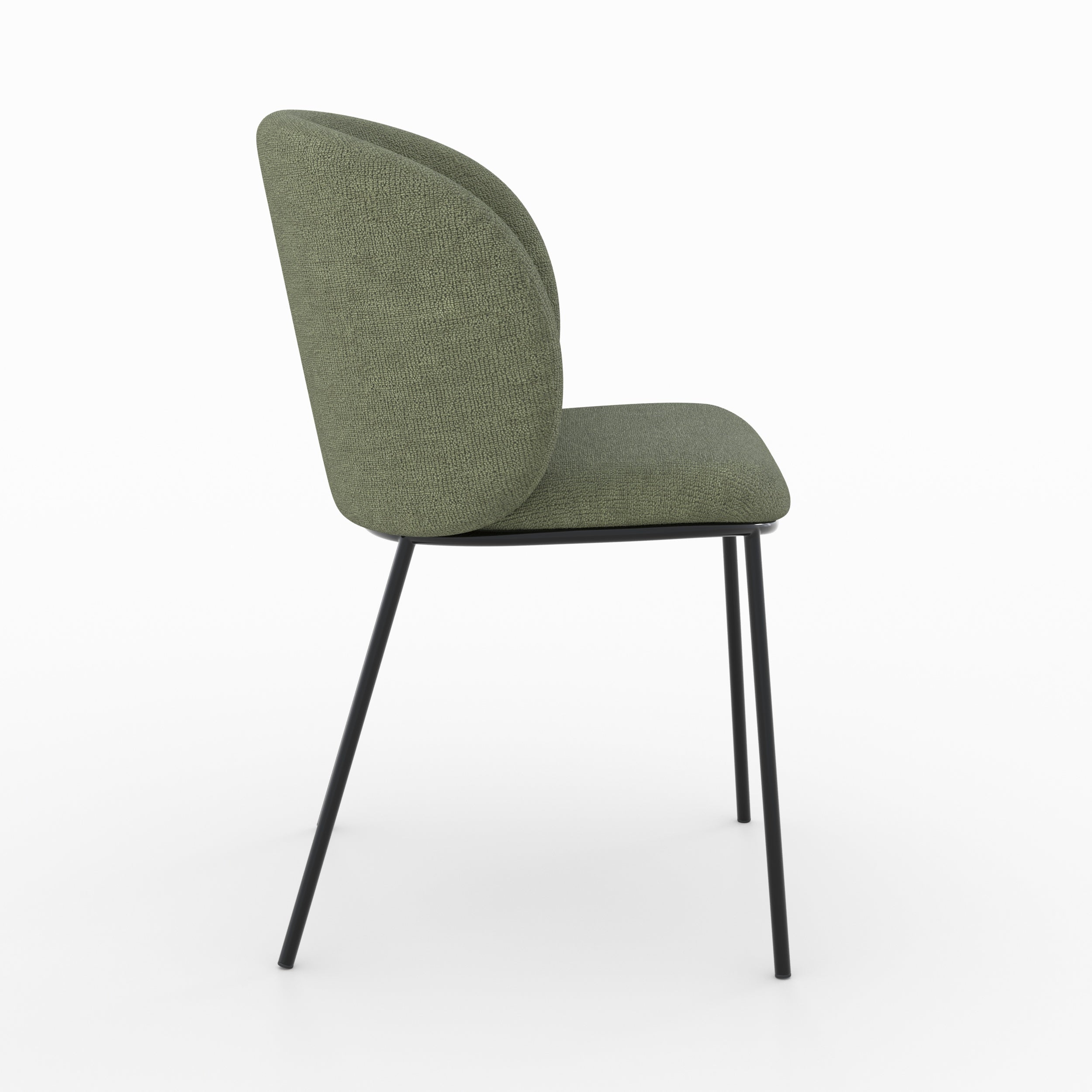 Bulle chaise vert kaki tissu pieds métal noir vue côté