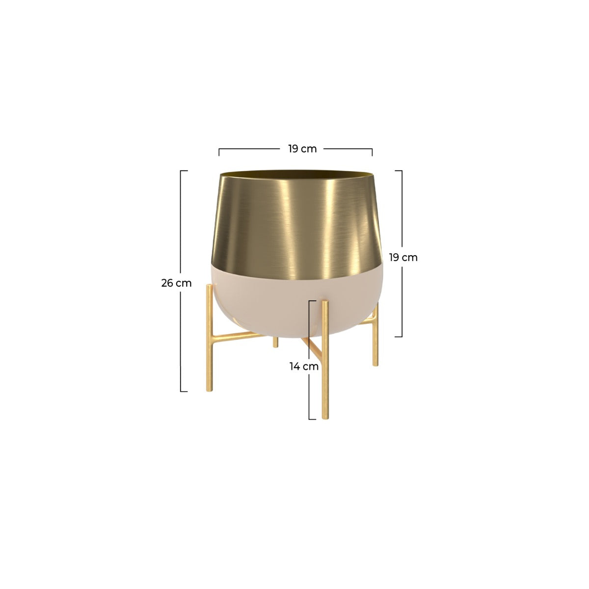 cache pot moose in metallo rosa chiaro e dorato