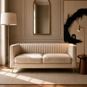 Canapé Gatsby 2 places en velours beige