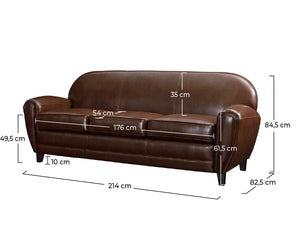 divano 3 posti marrone pelle rdv deco