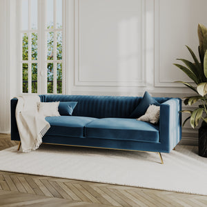 divano 3 posti in velluto blu scuro Gatsby