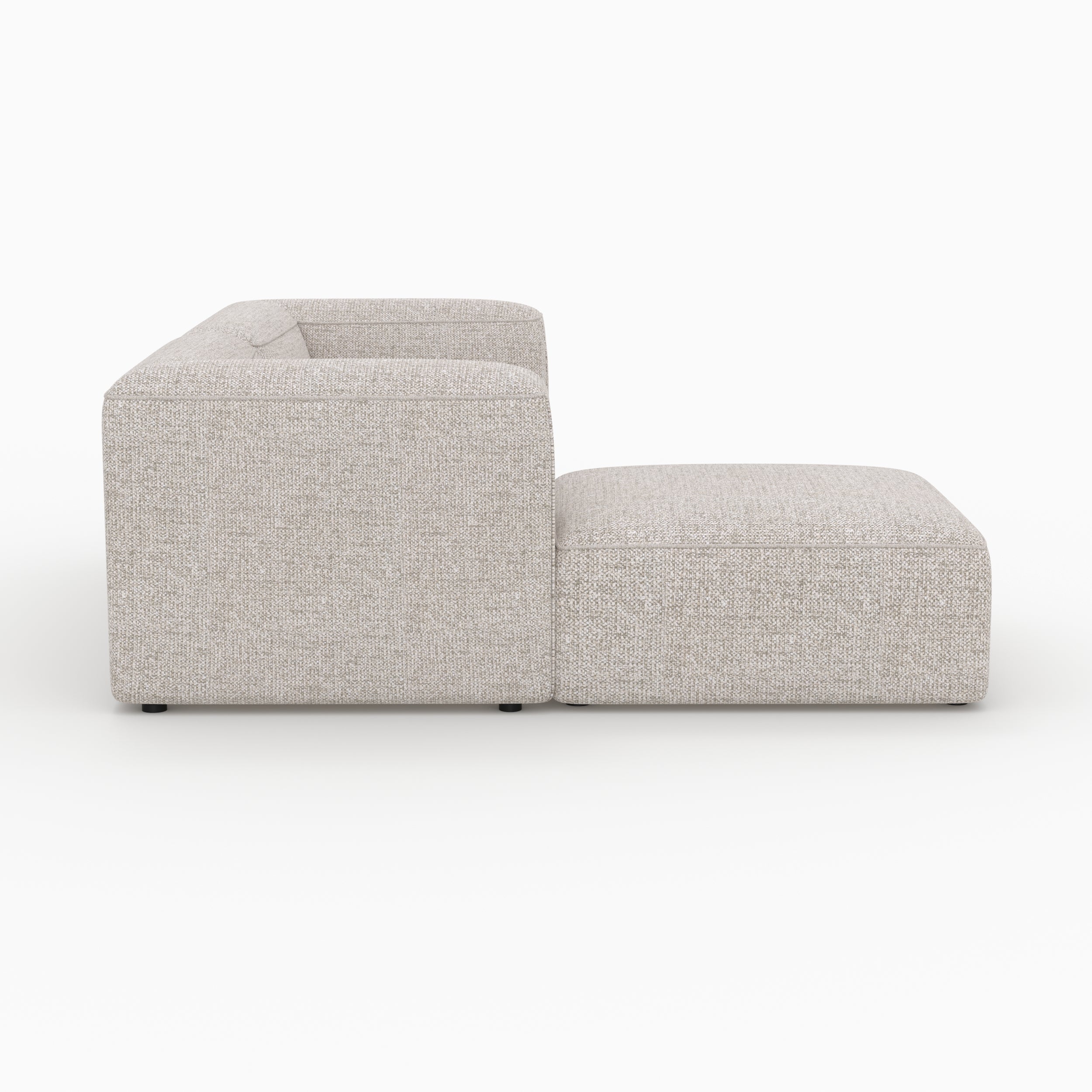Canapé beige 2 places tissu Hestia modulable pouf