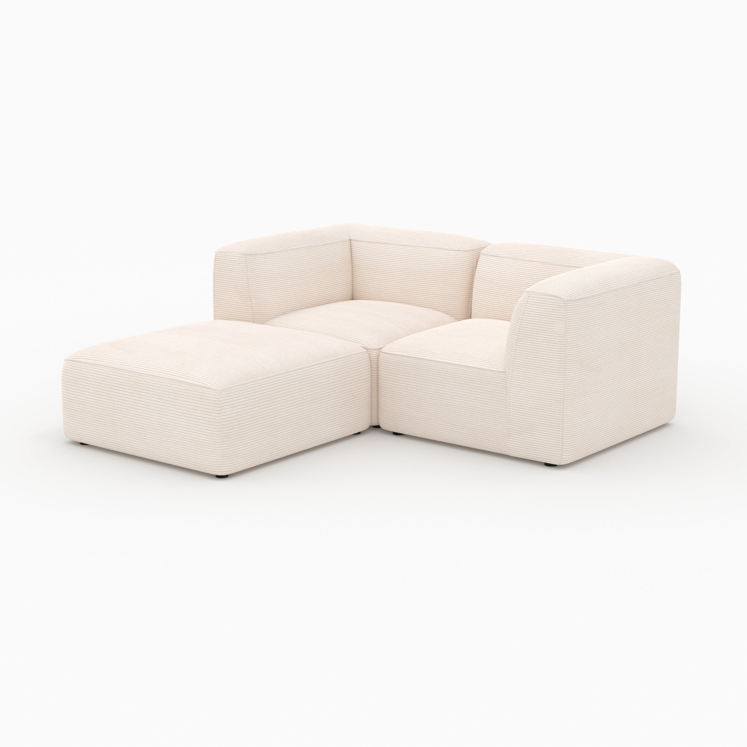 Canapé blanc 2 places velours Mina modulable pouf