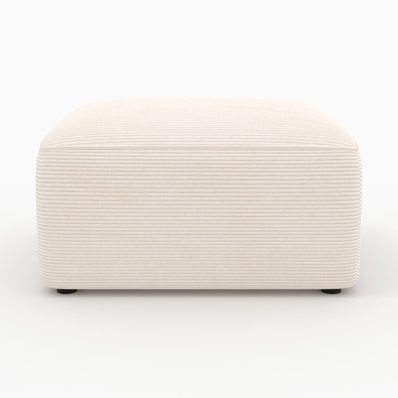 Canapé blanc 4 places Mina velours côtelé modulable avec 2 poufs