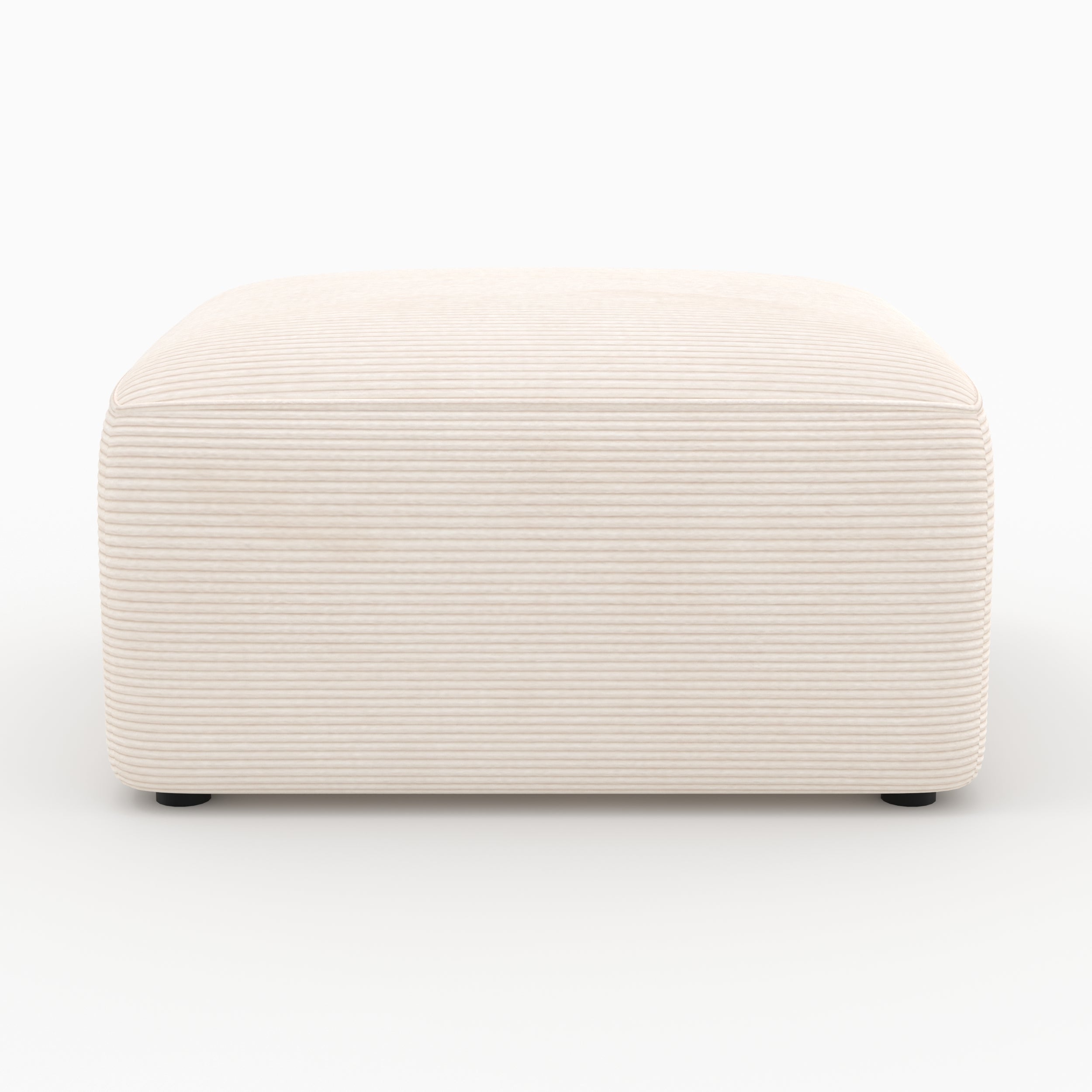 Canapé blanc 4 places Mina velours côtelé modulable avec 2 poufs
