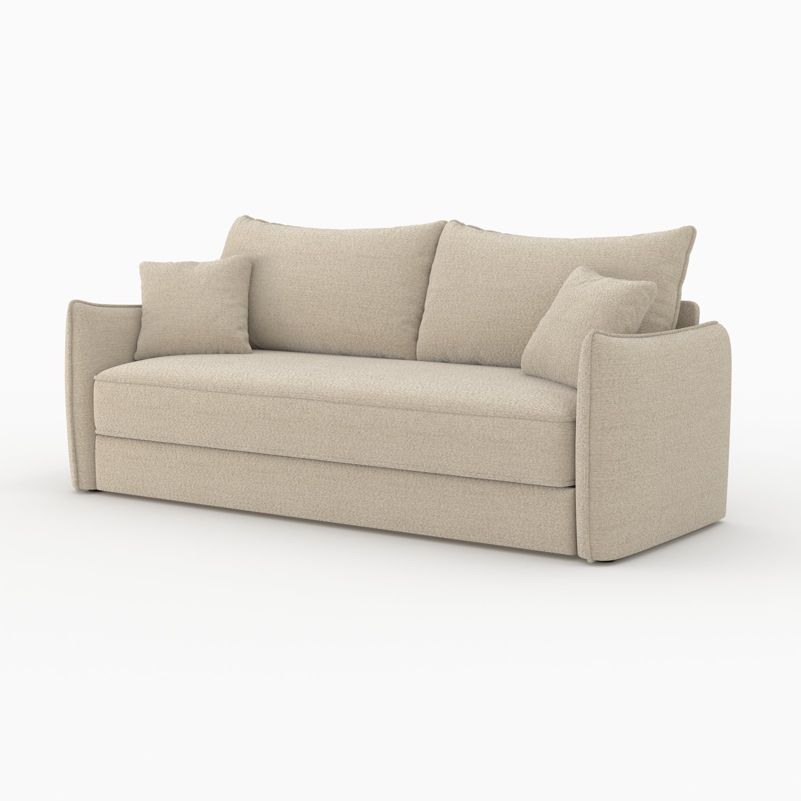 divano letto 3 posti celeste in tessuto effetto lino beige