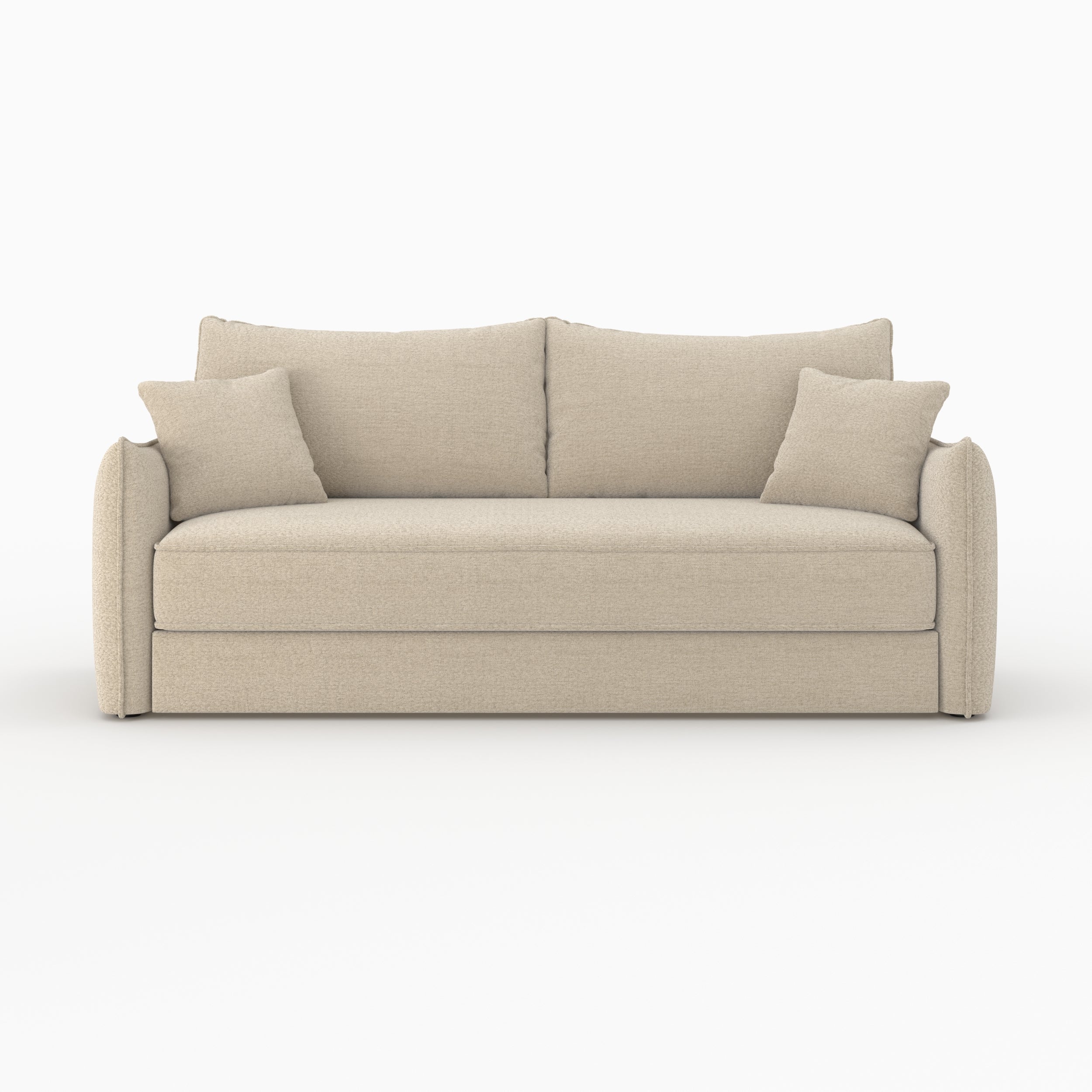 canape convertible 3 places en tissu effet lin beige celeste