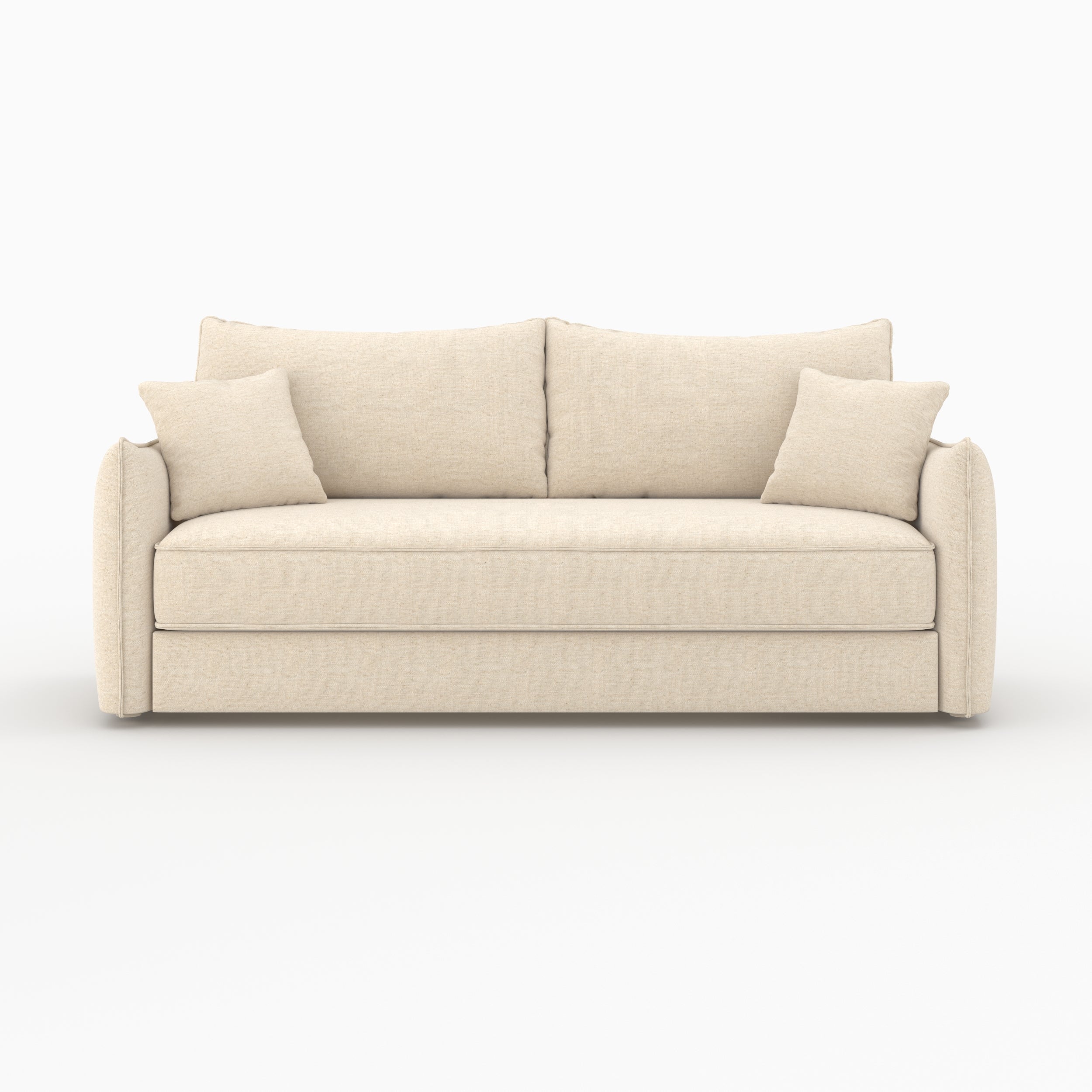 canape convertible celeste 3 places en tissu effet lin blanc casse