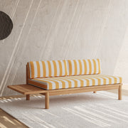 Canapé de teck tissu rayé jaune