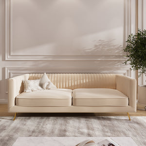 divano in velluto beige 3 posti gatsby