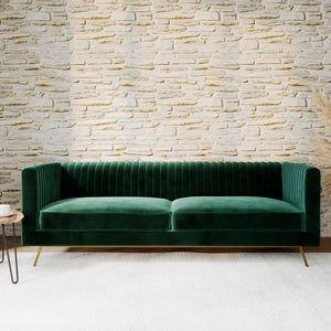 canape en velours vert 3 places gatsby