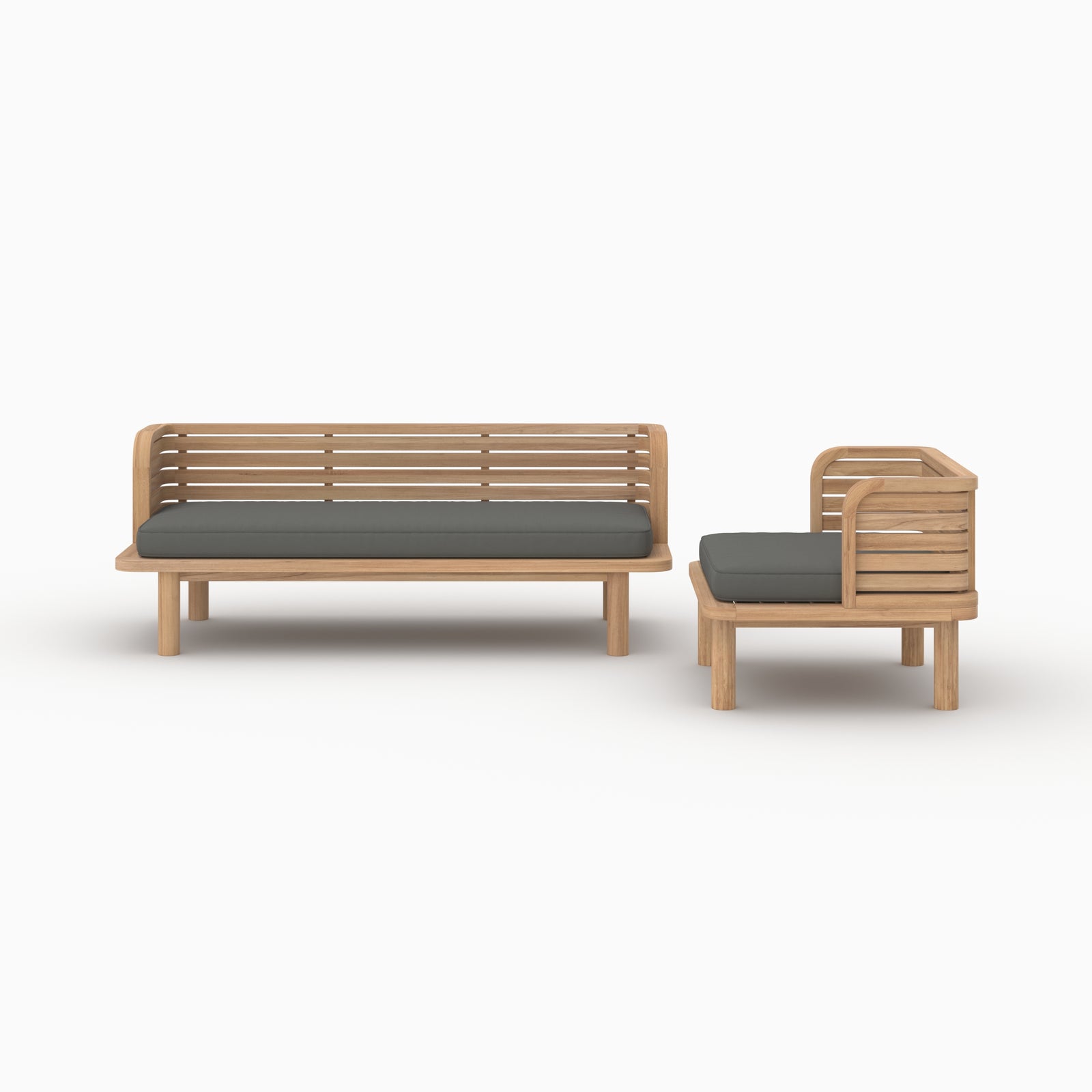 Canapé fauteuil de jardin Kilka 3 places gris