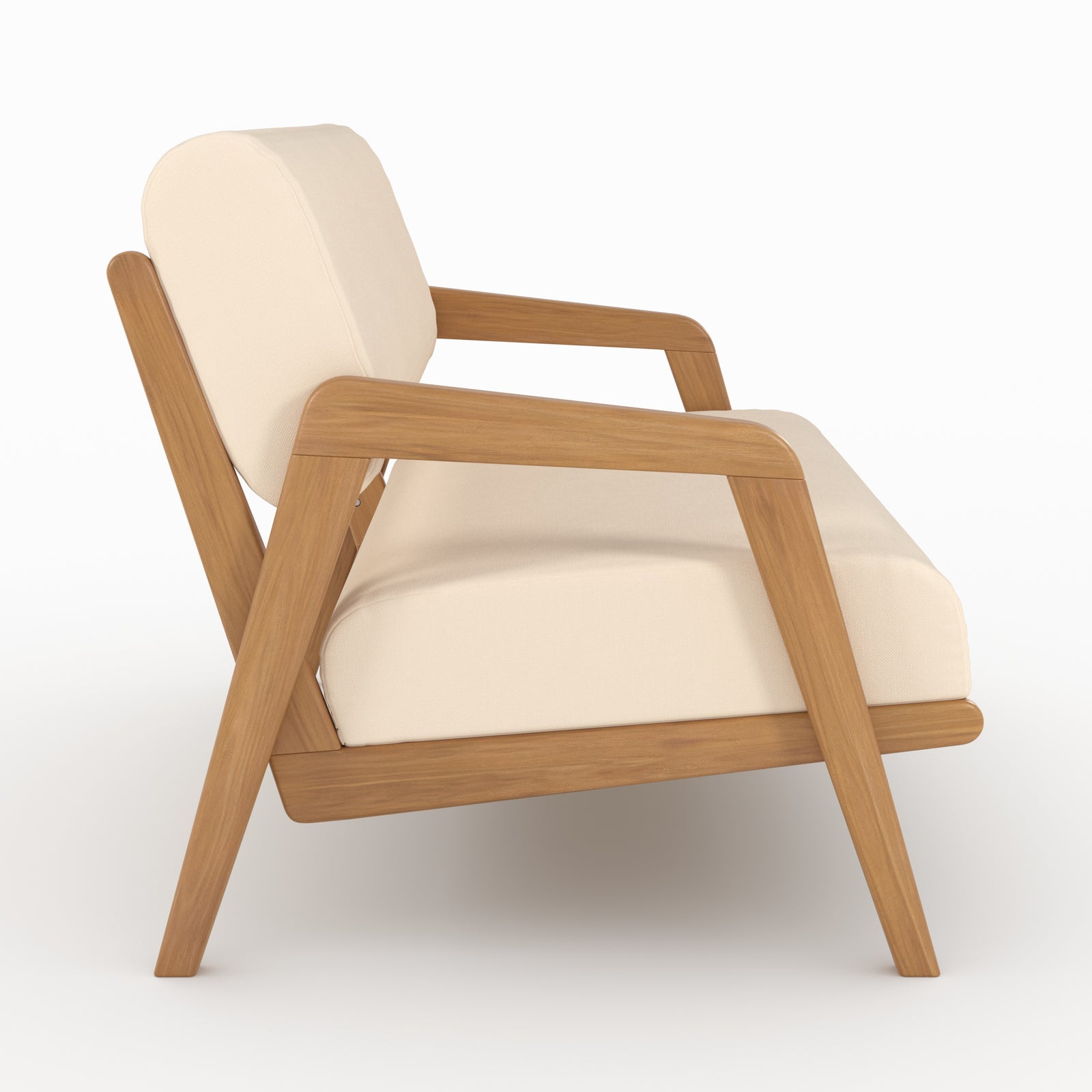 Canapé jardin 2 places Siargao acacia tissu beige vue côté