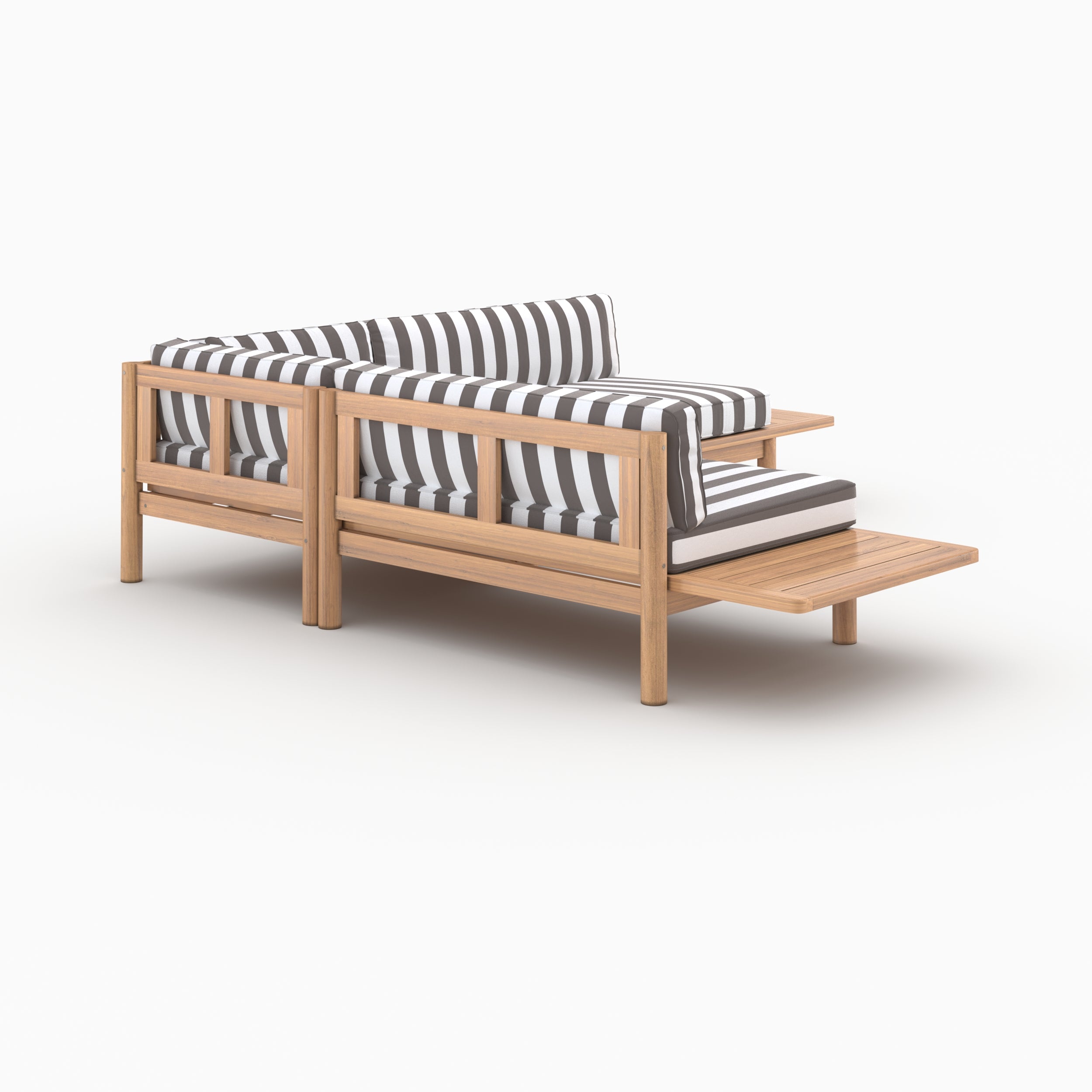 Canapé jardin angle Nadila 4 places coussins gris teck