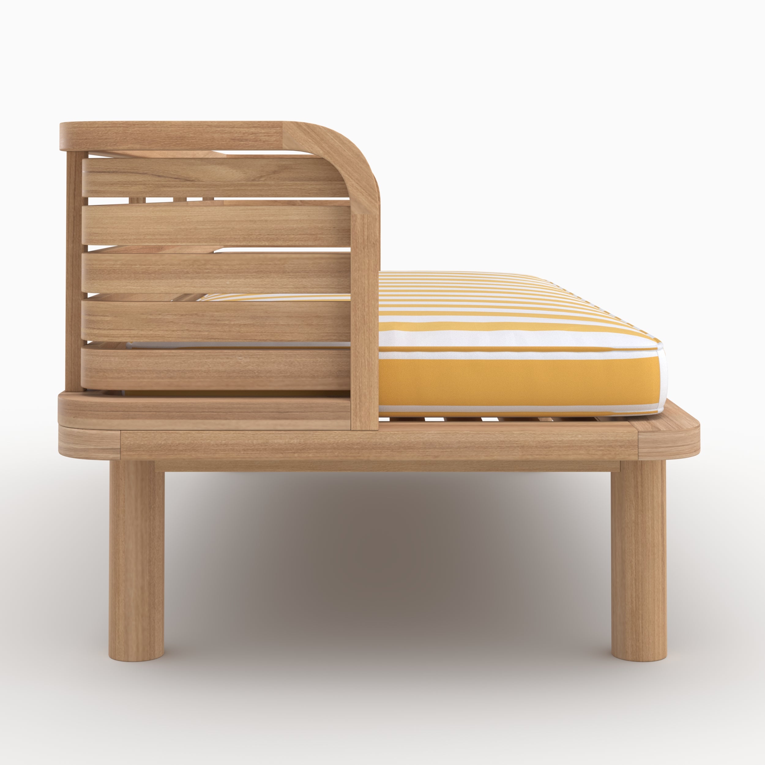 Canapé jardin en teck massif Kilda coussin jaune poussin 2 places