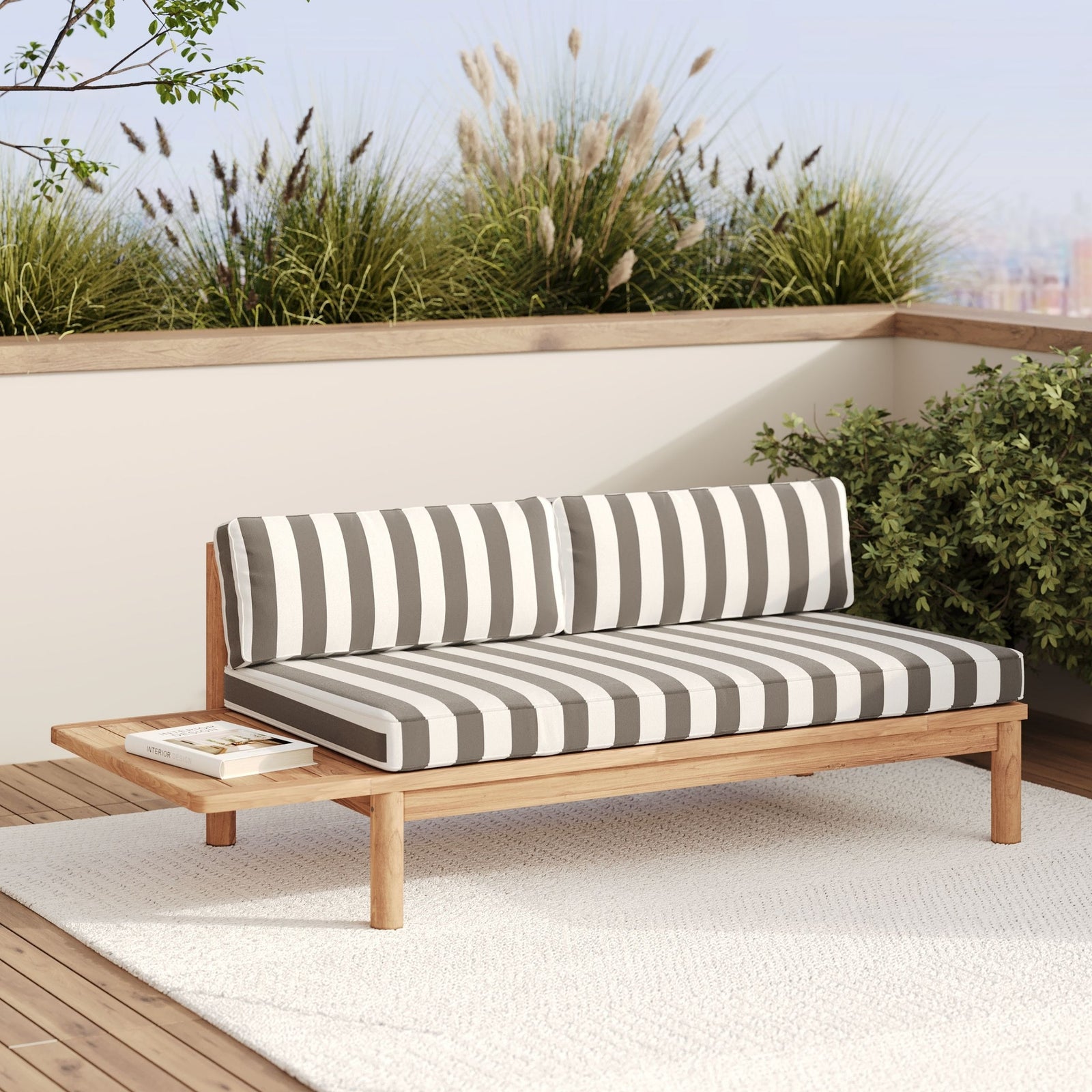 Canapé jardin rayé gris Nadila