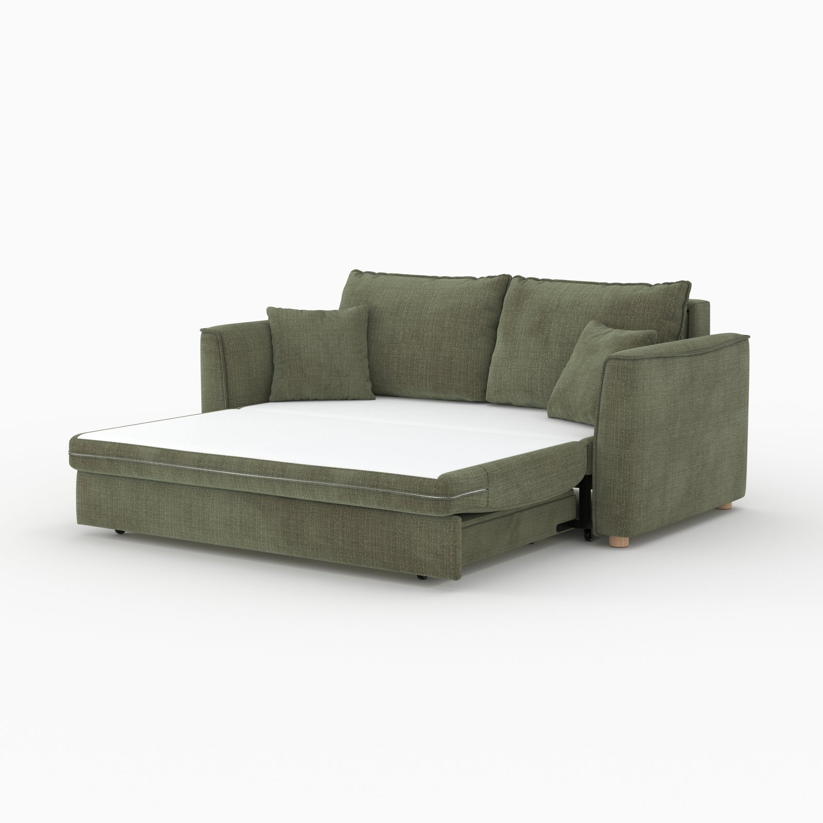 divano letto 2 persone Olympe in tessuto texture verde kaki