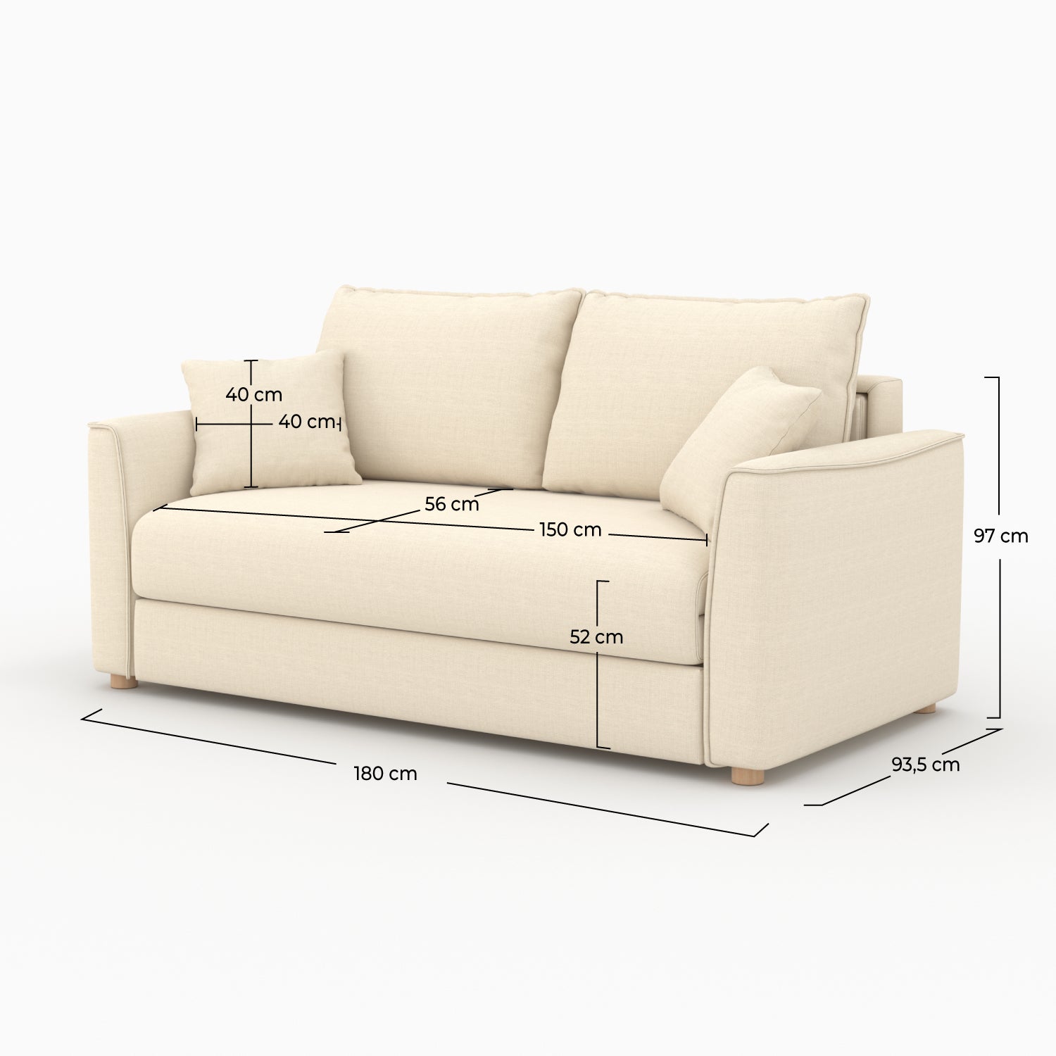 divano letto 2 posti in tessuto texture beige Olympe divano convertibile