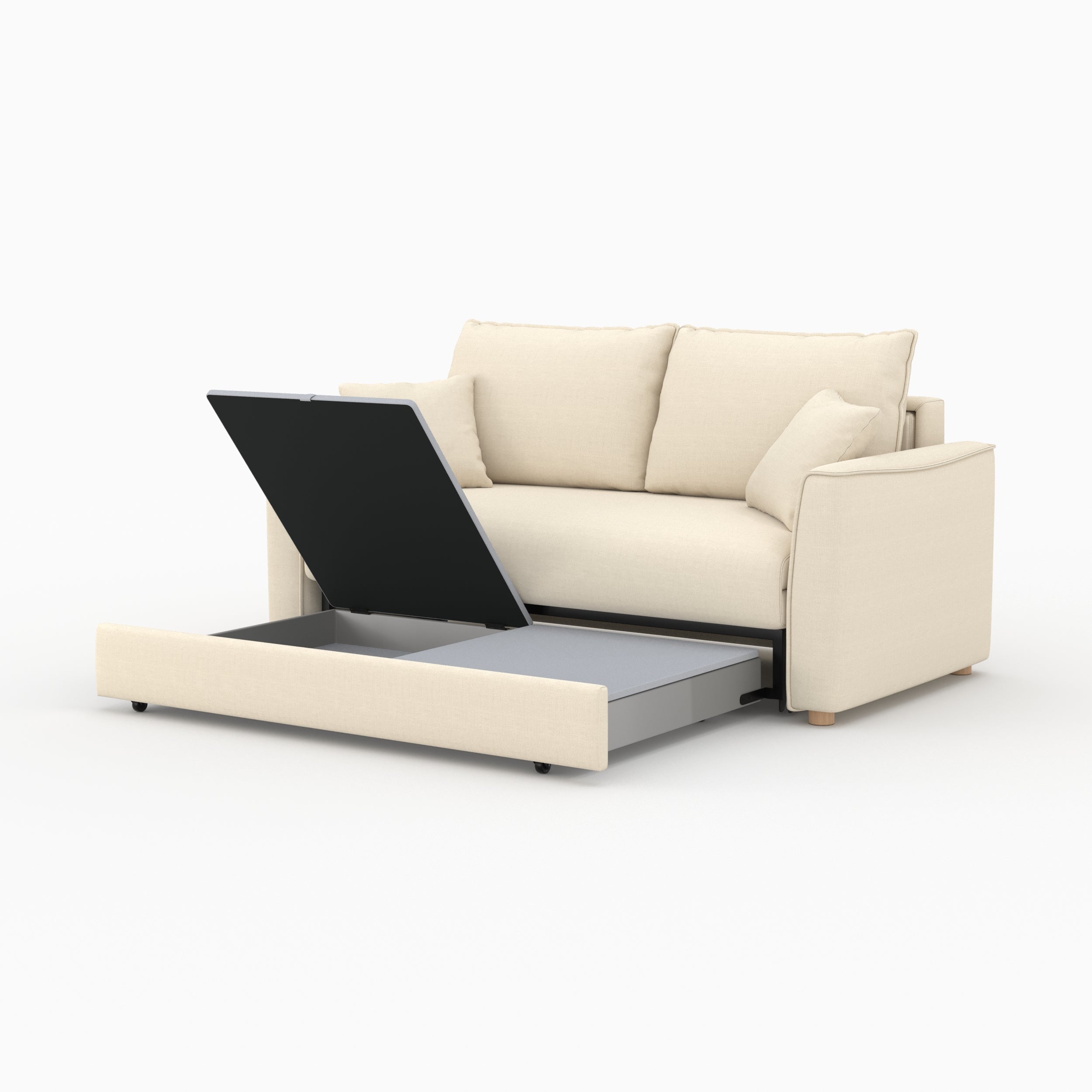 divano letto 2 posti Olympe in tessuto texture beige
