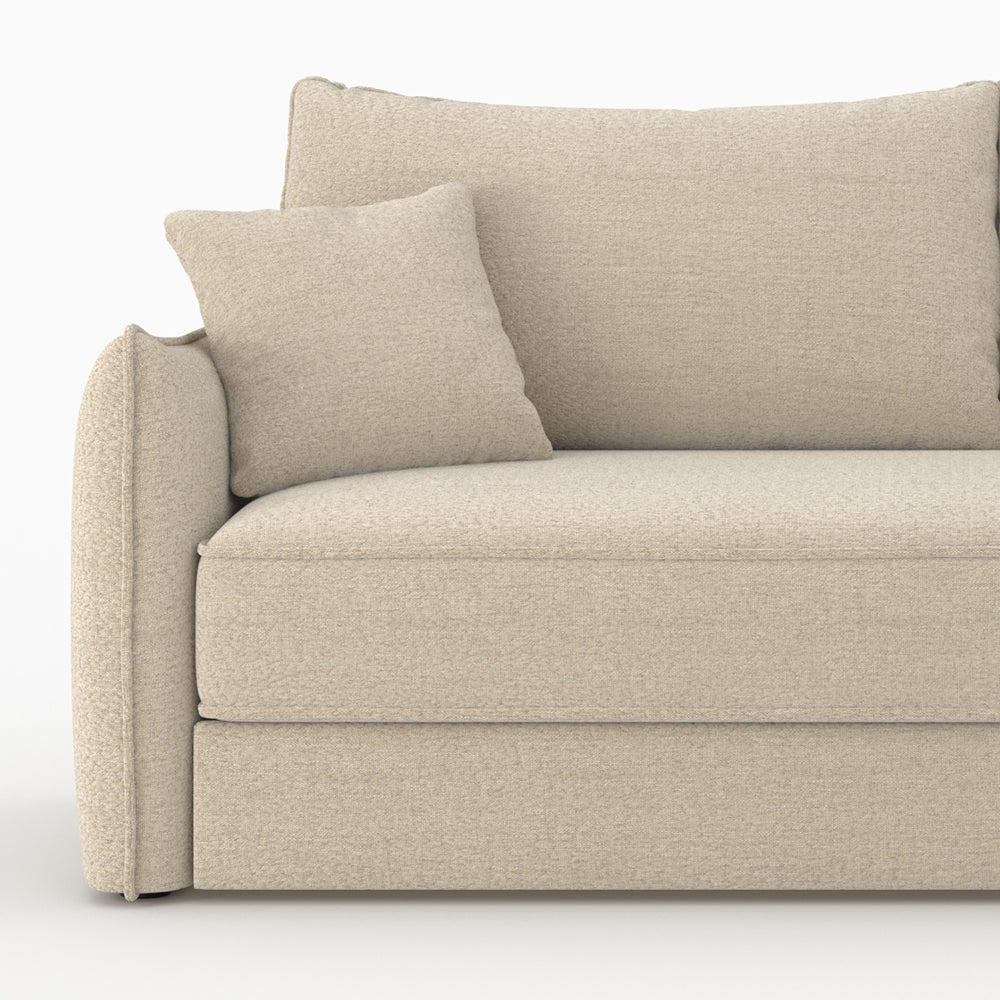 divano letto 3 posti celeste in tessuto effetto lino beige