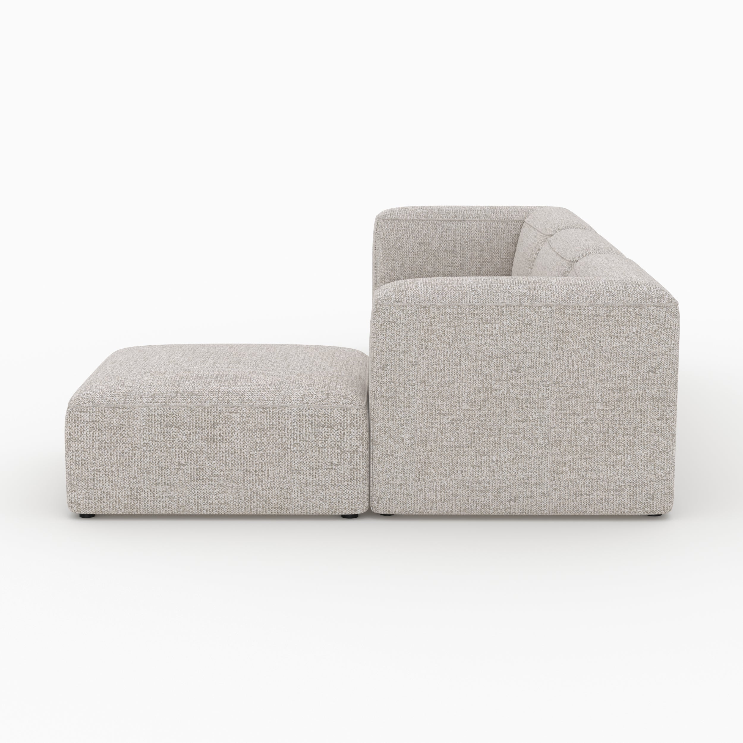 Canapé Mina 3 places pouf beige tissu modulable