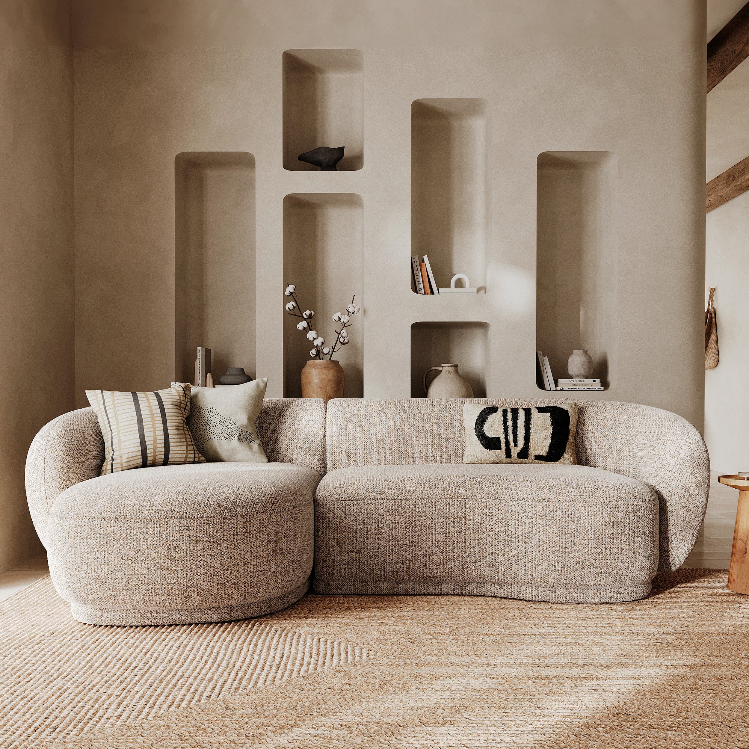 Canapé modulable beige chiné nova 4 personnes