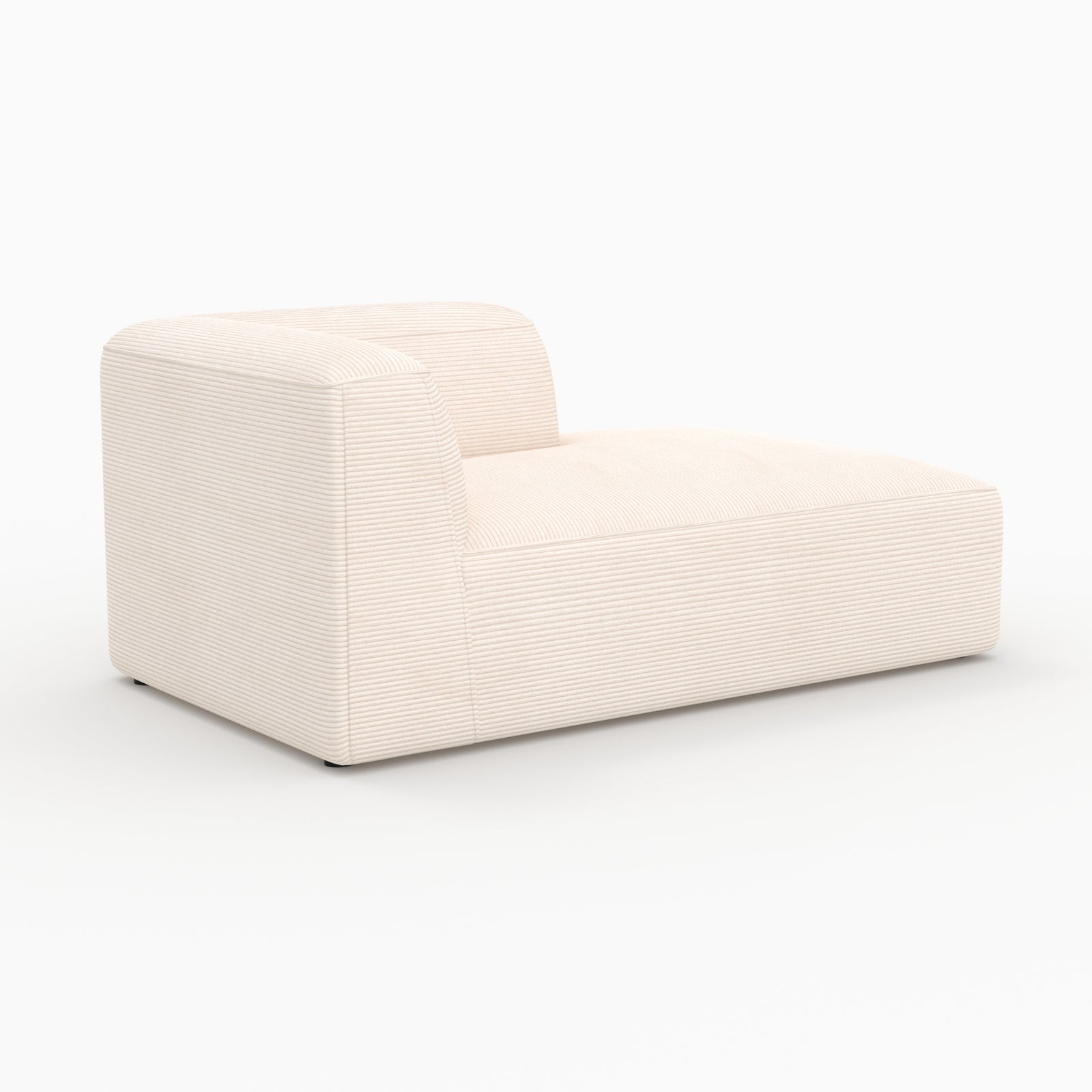 Canapé modulable méridienne angle droit Mina velours blanc style cocooning