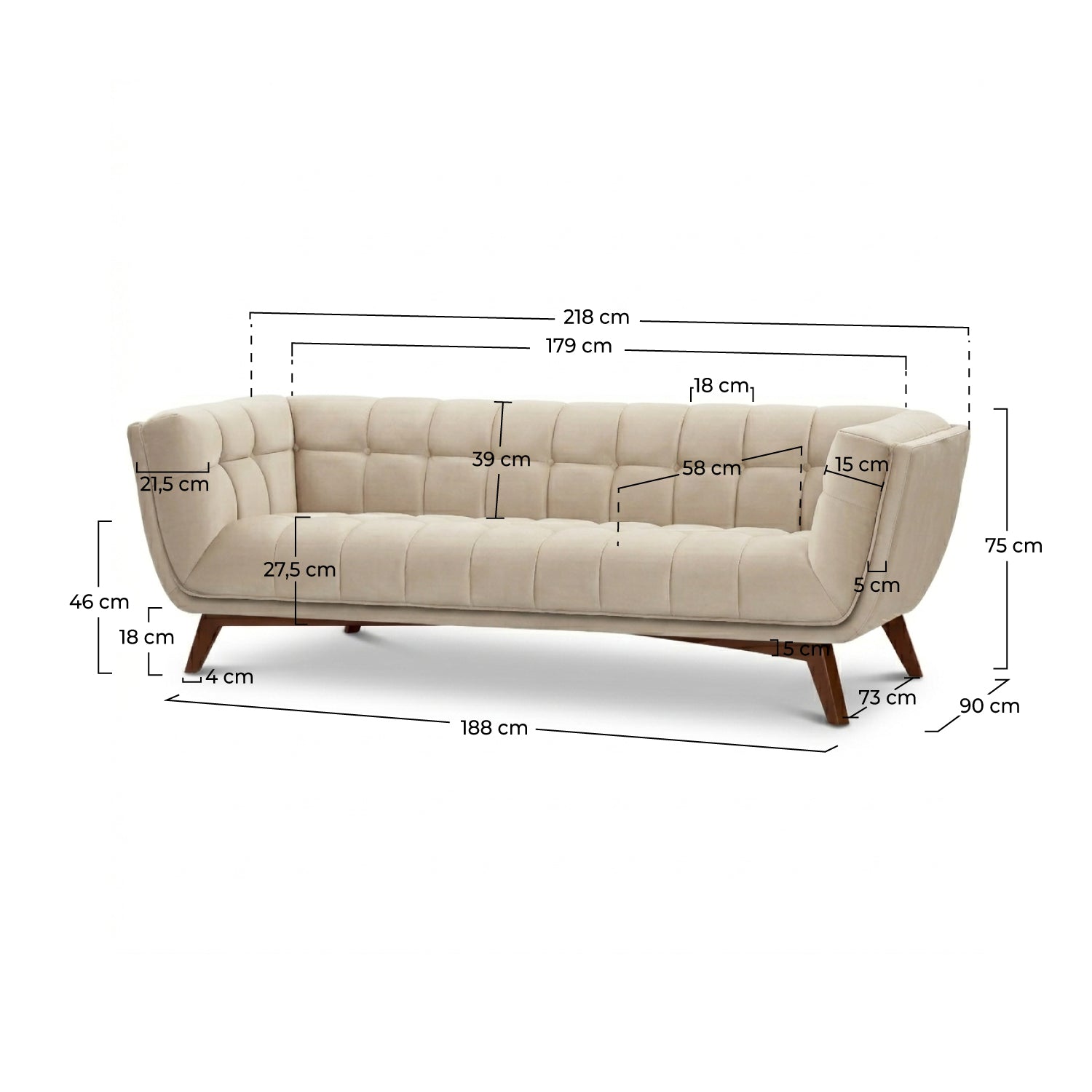 Canapé Mona velours beige