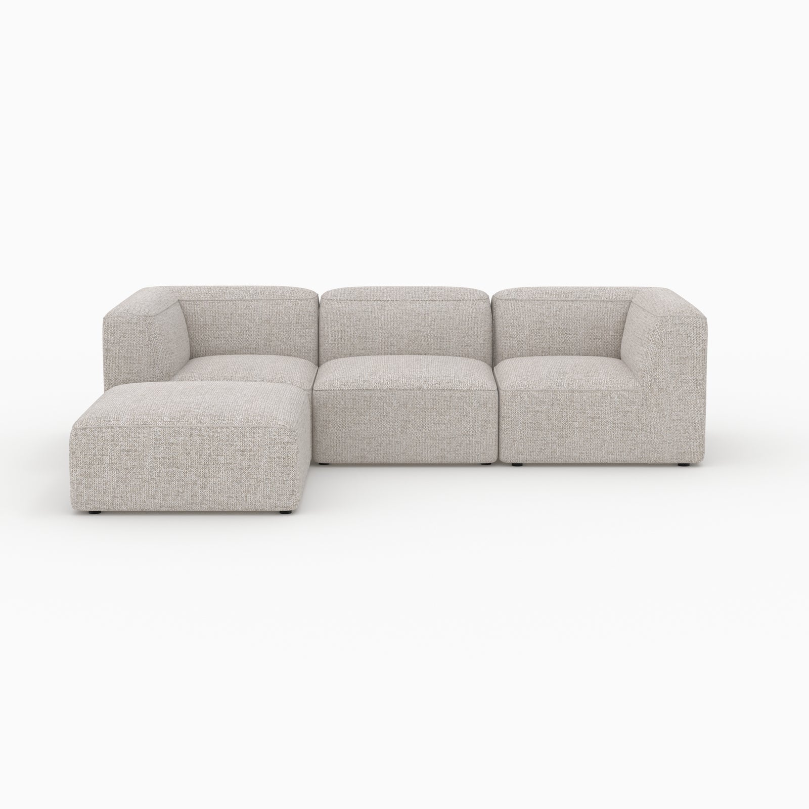 Canapé pouf Mina beige tissu 3 places